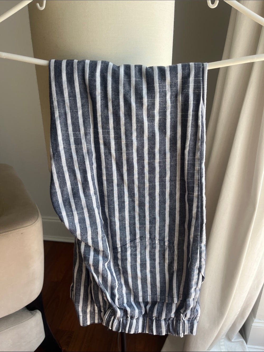 Just Living Navy and White Striped Wide Leg Pants